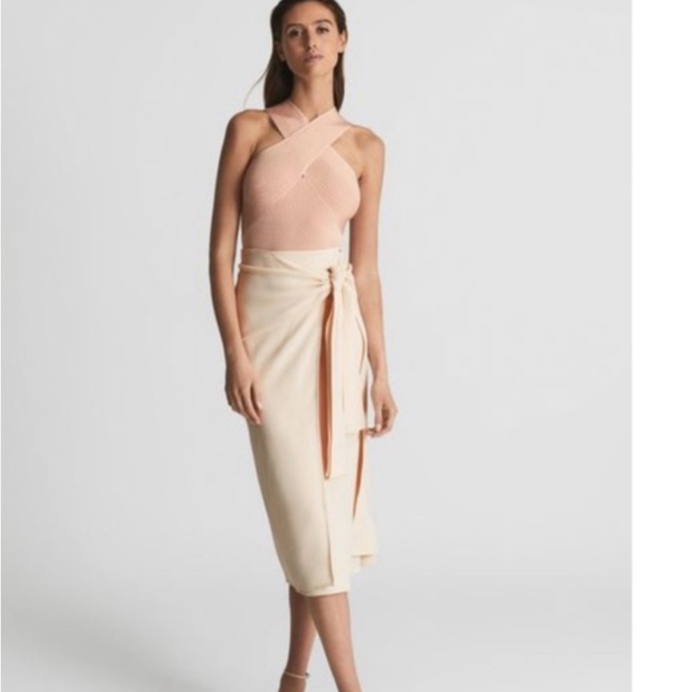 Reiss Alison Tie Waist Midi Pencil Skirt 8